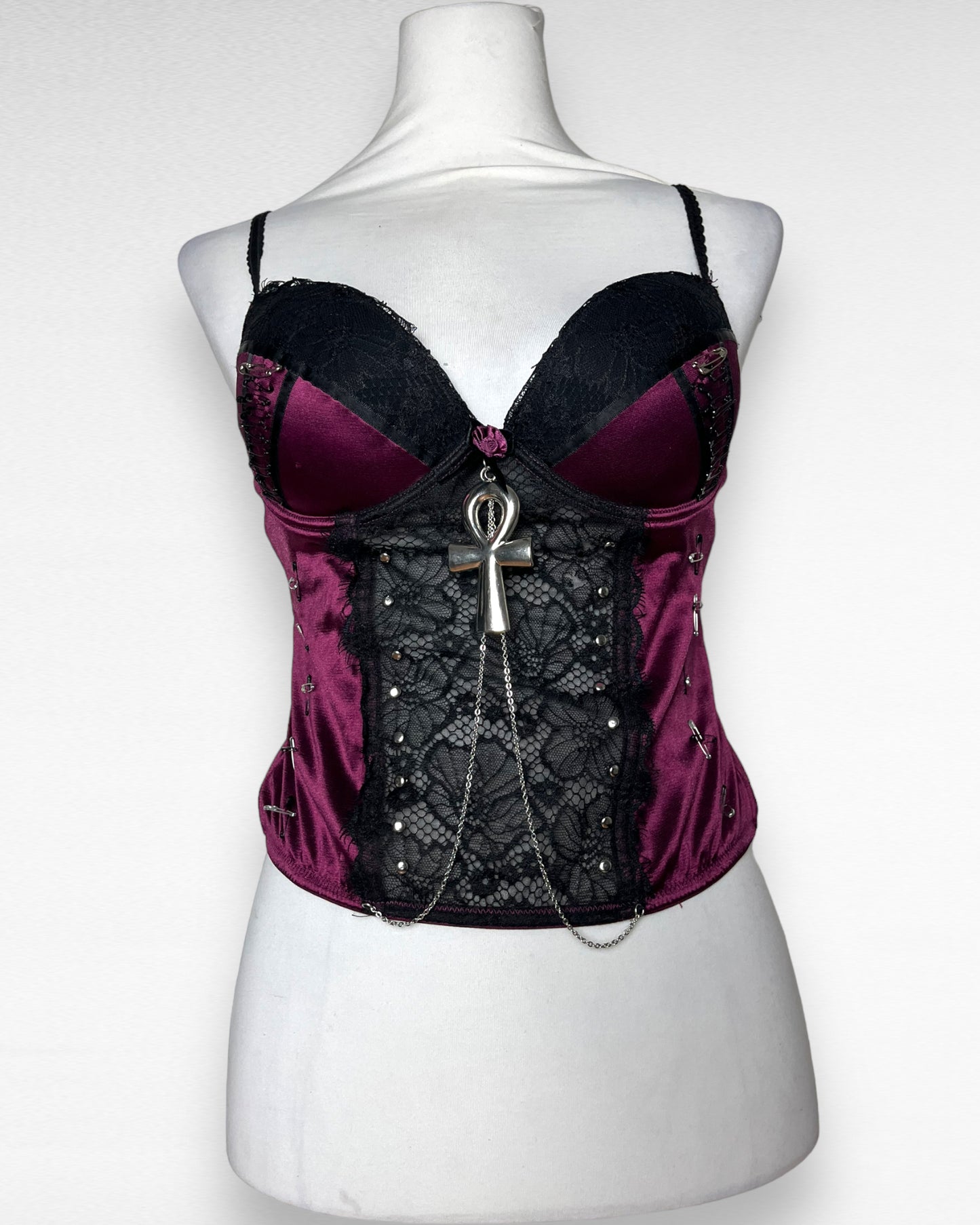 Upcycled Lingerie Ankh Top