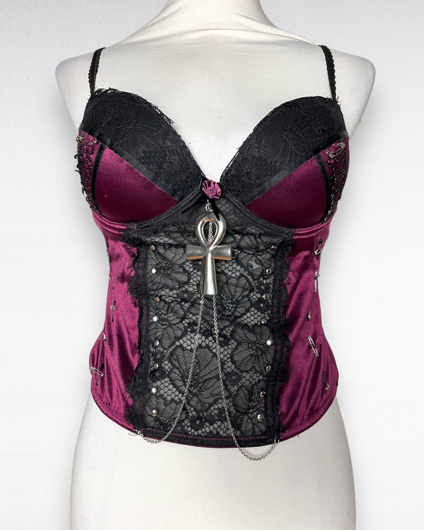 Upcycled Lingerie Ankh Top