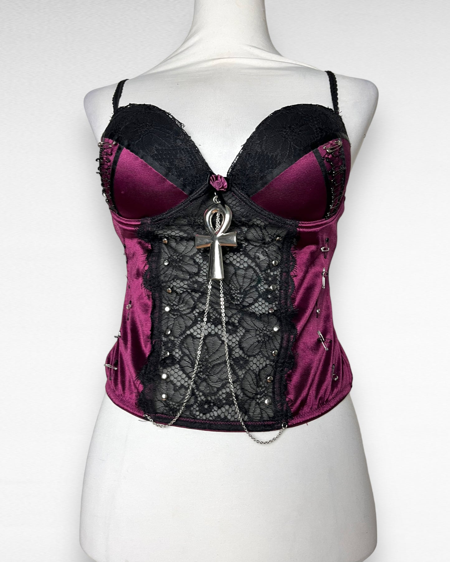 Upcycled Lingerie Ankh Top