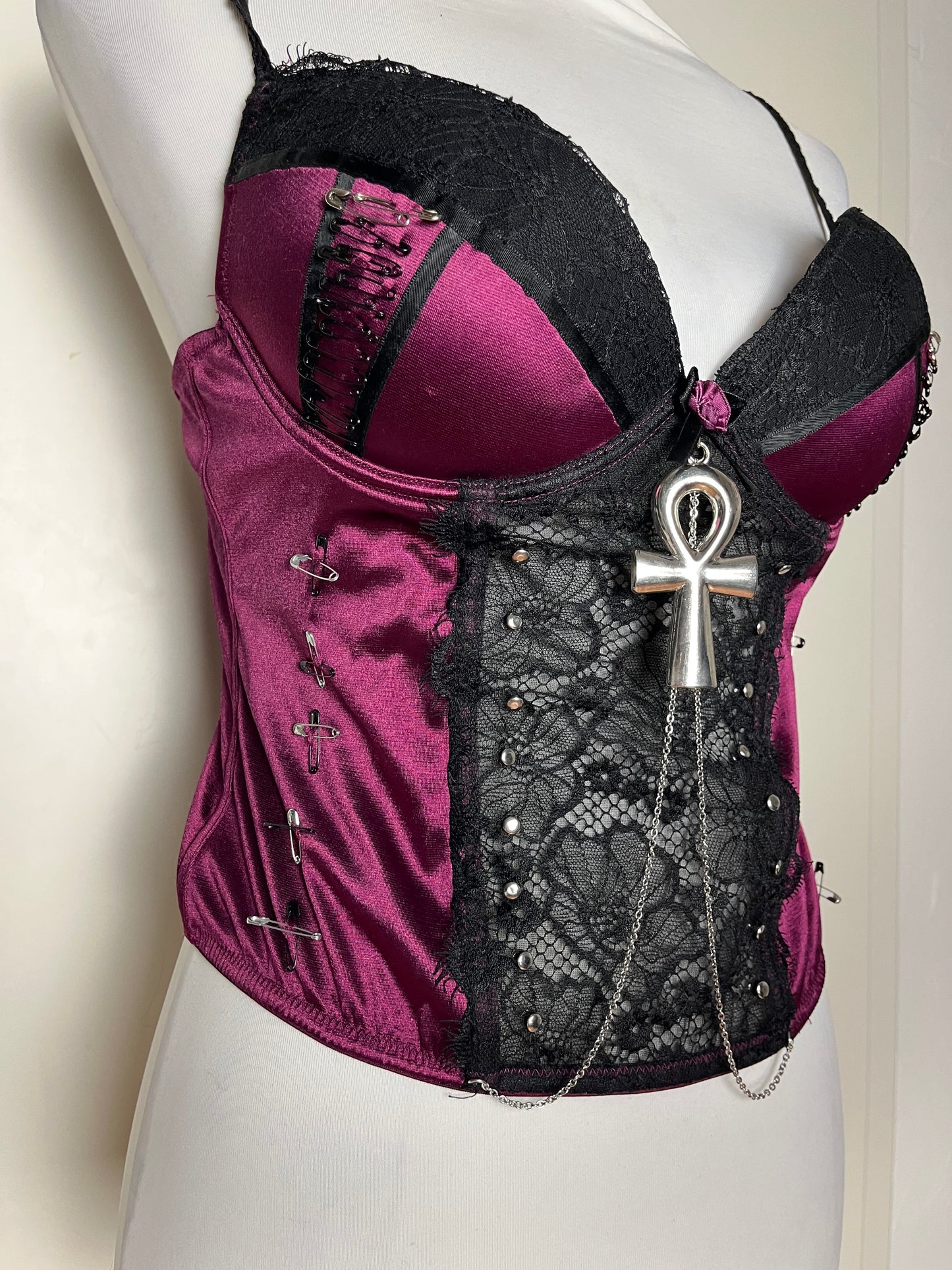 Upcycled Lingerie Ankh Top