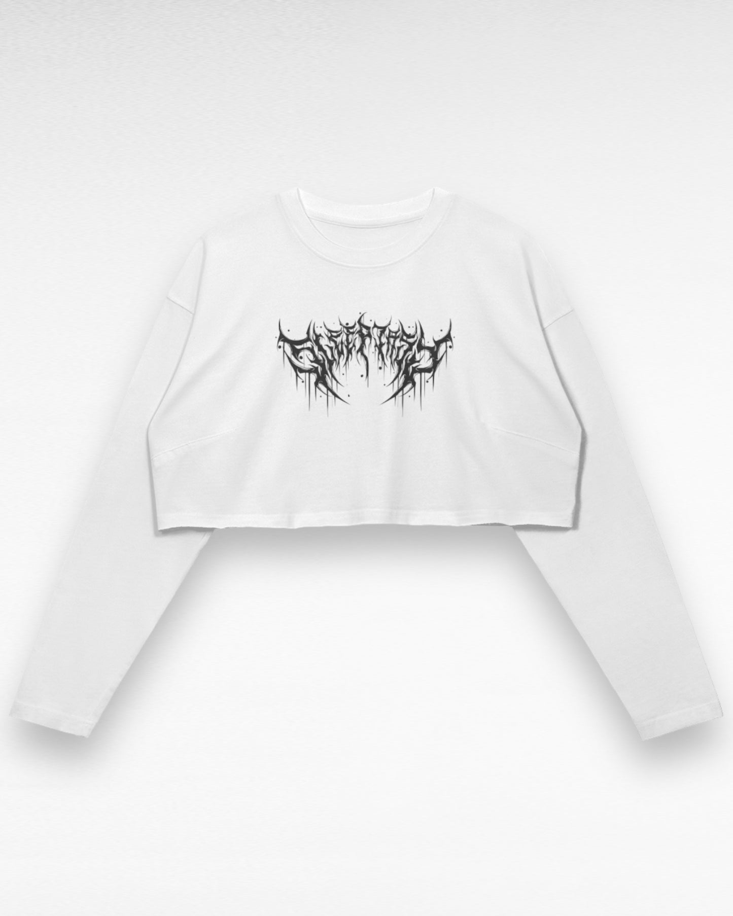 Raw Hem Longsleeve Metal Logo Crop Top