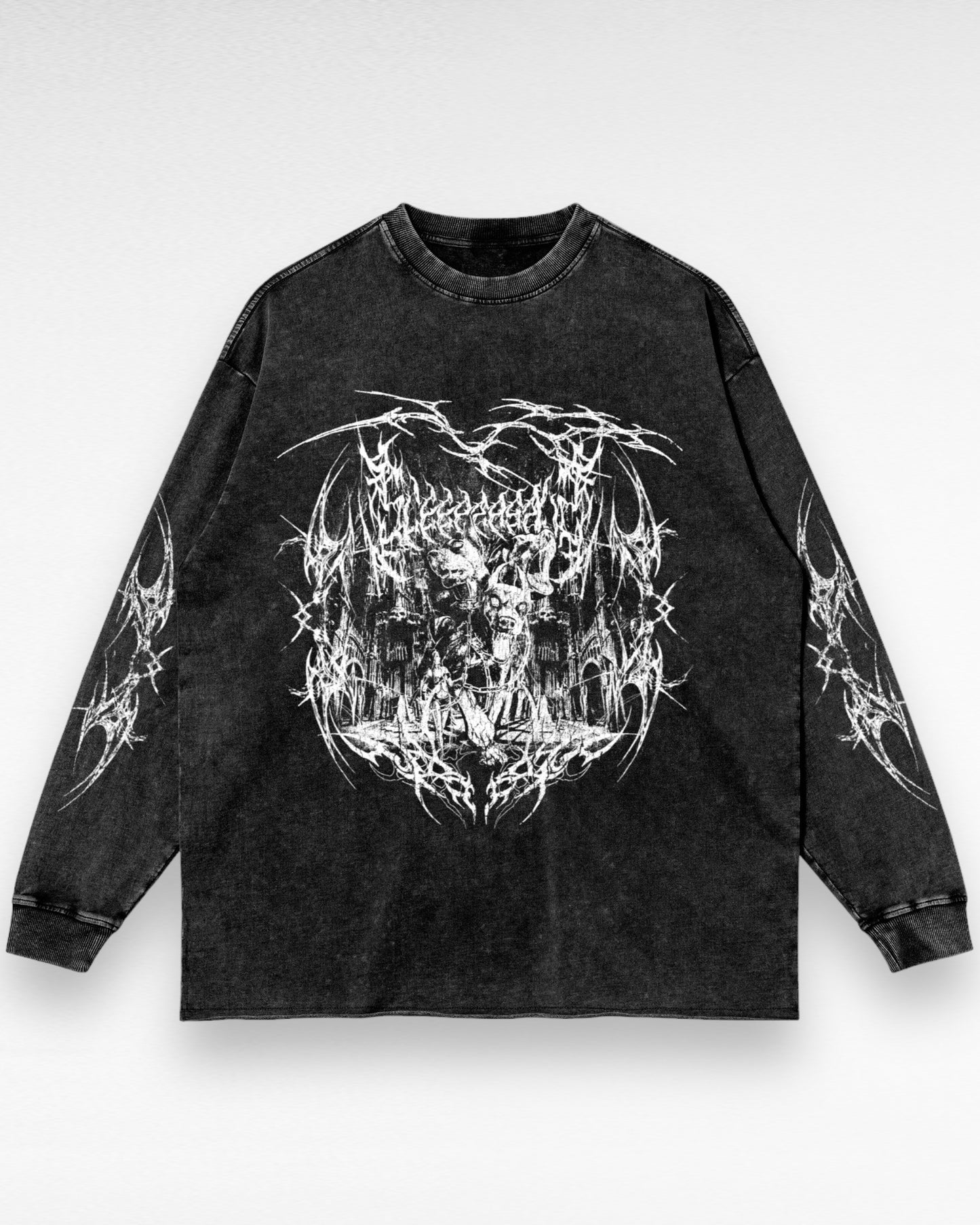 Unisex Raw Hem Faded Cerberus Longsleeve