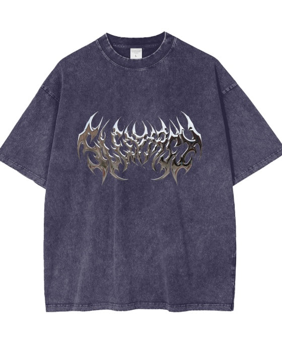 Oversized Snow Wash Metallic Logo T-Shirt