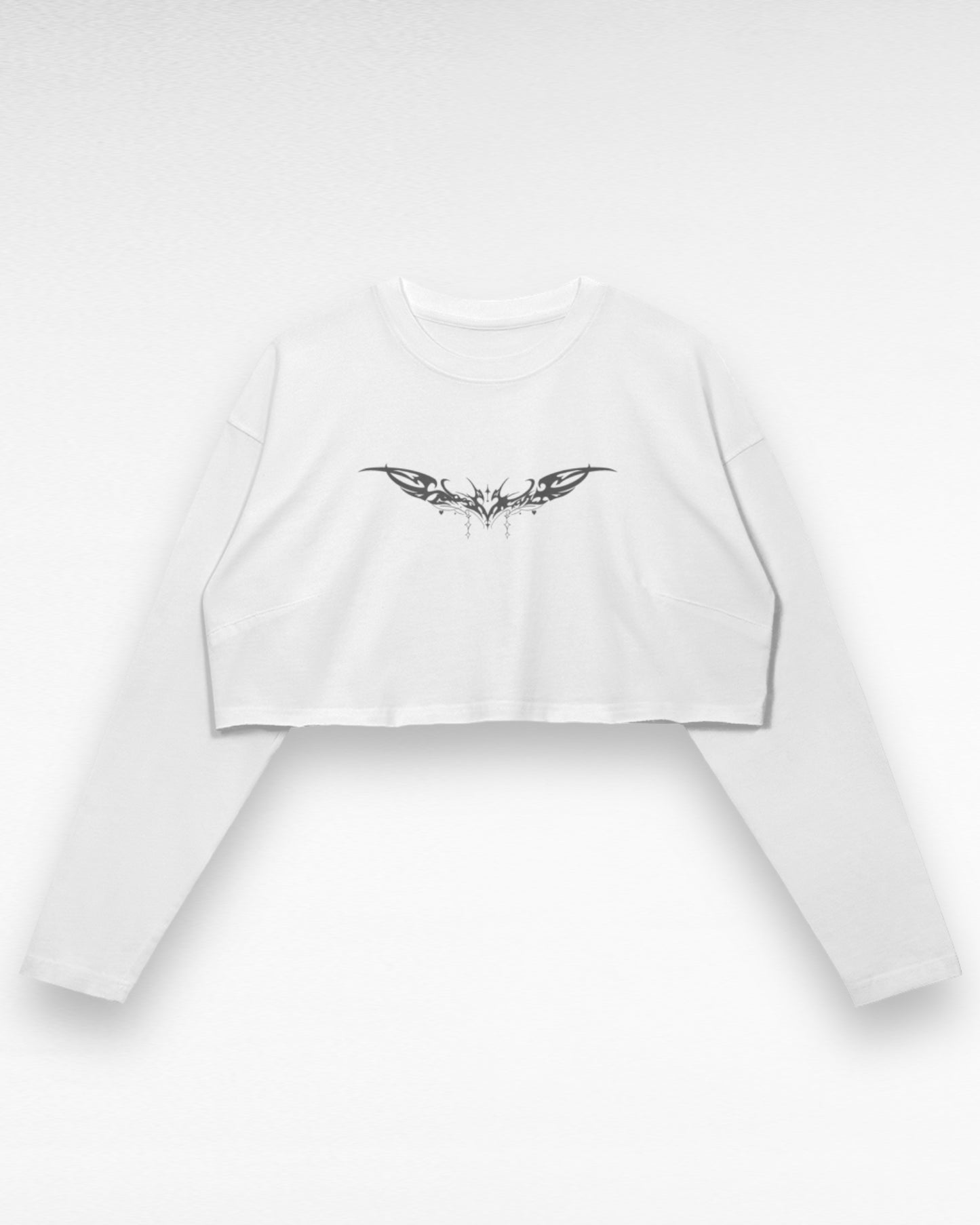 Raw Hem Heart Tribal Longsleeve Crop Top
