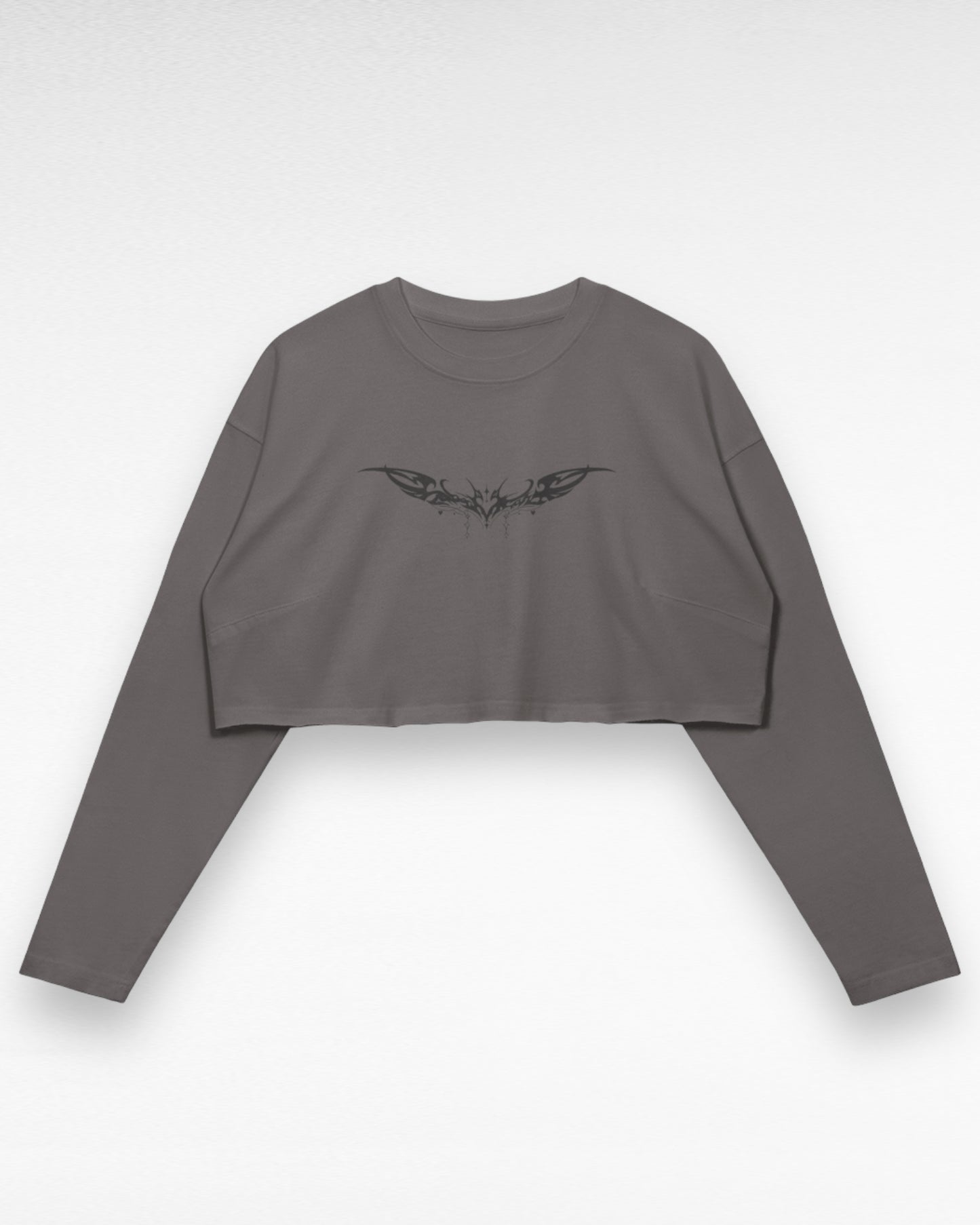Raw Hem Heart Tribal Longsleeve Crop Top