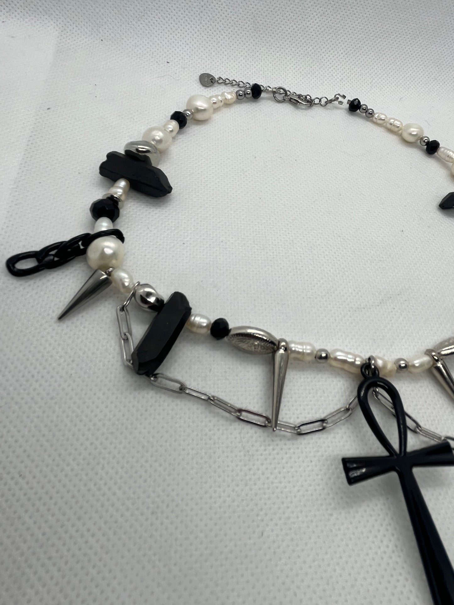 Black Ankh Crystal Necklace