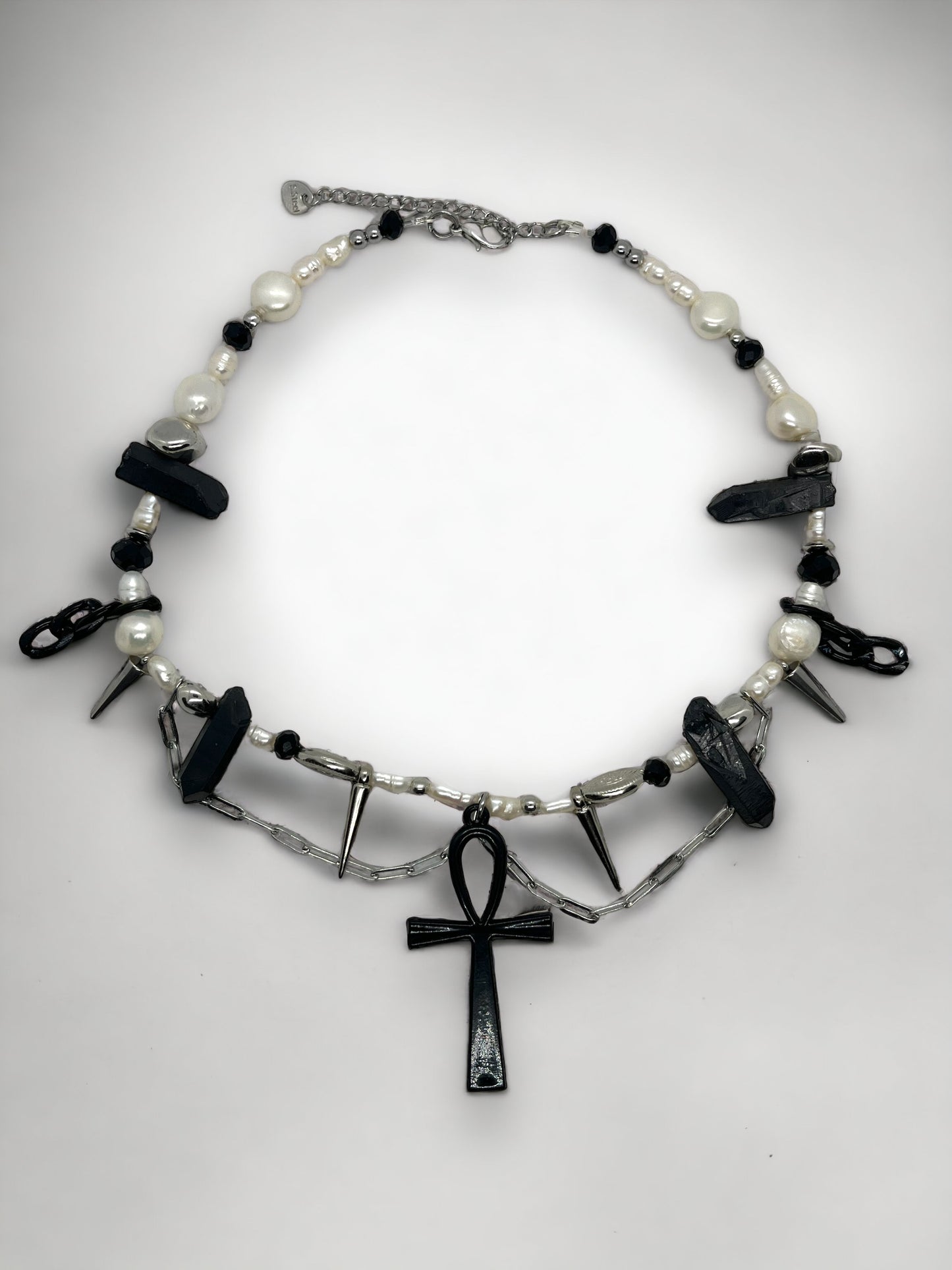 Black Ankh Crystal Necklace