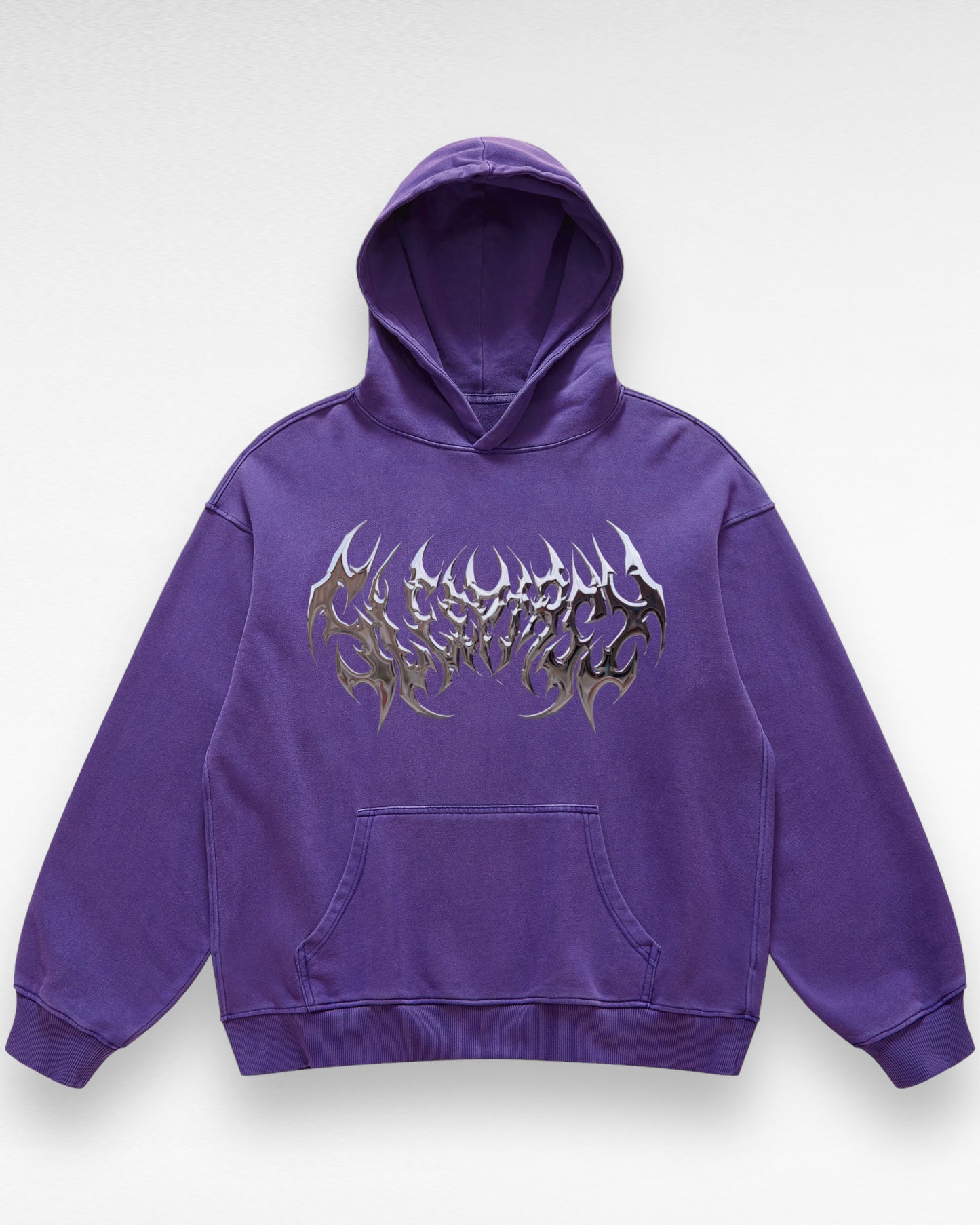 Unisex Heavyweight Oversized Dark Metallic Logo Hoodie