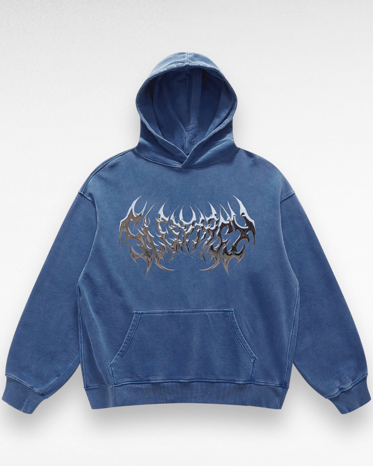 Unisex Heavyweight Oversized Dark Metallic Logo Hoodie