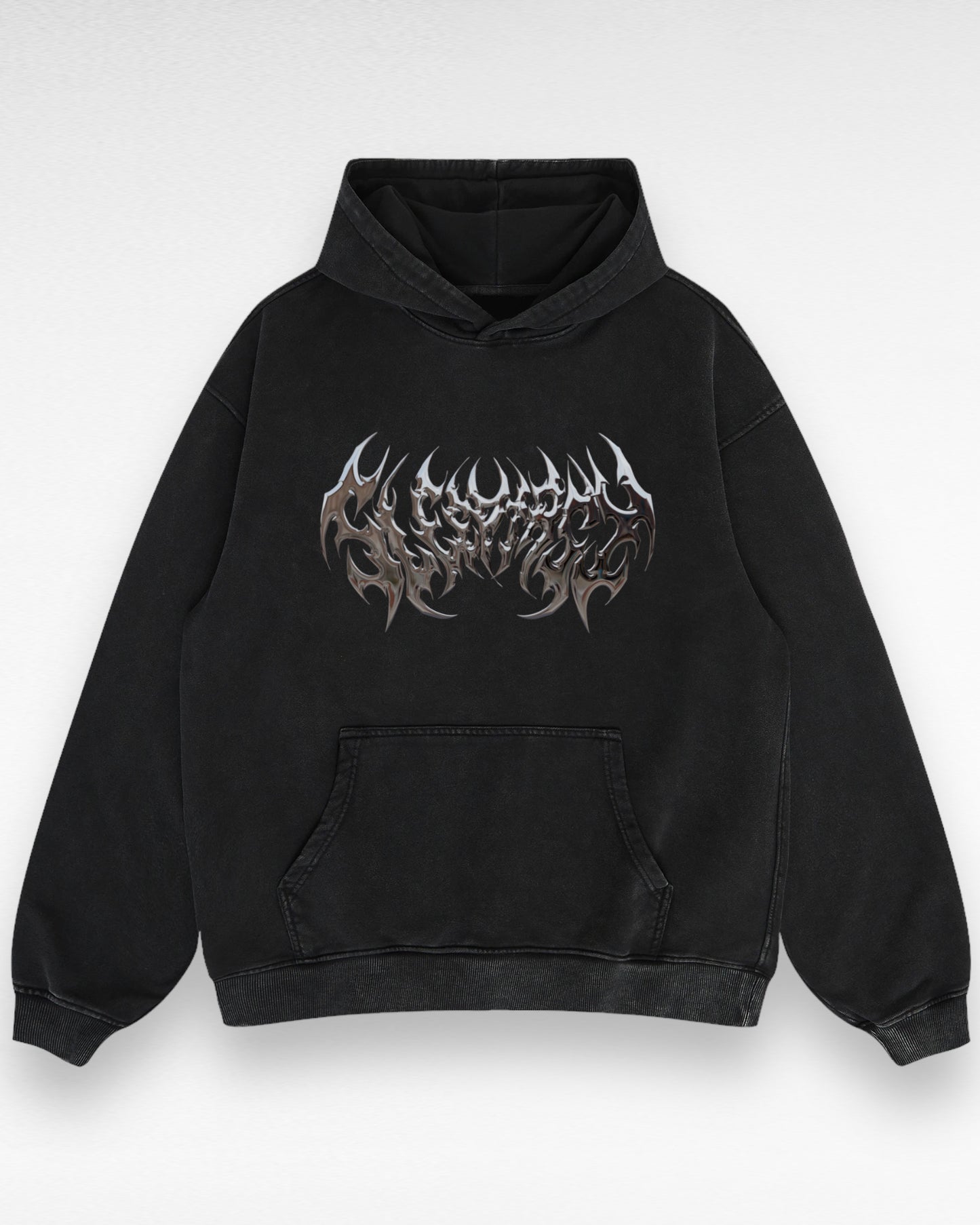 Unisex Heavyweight Oversized Dark Metallic Logo Hoodie