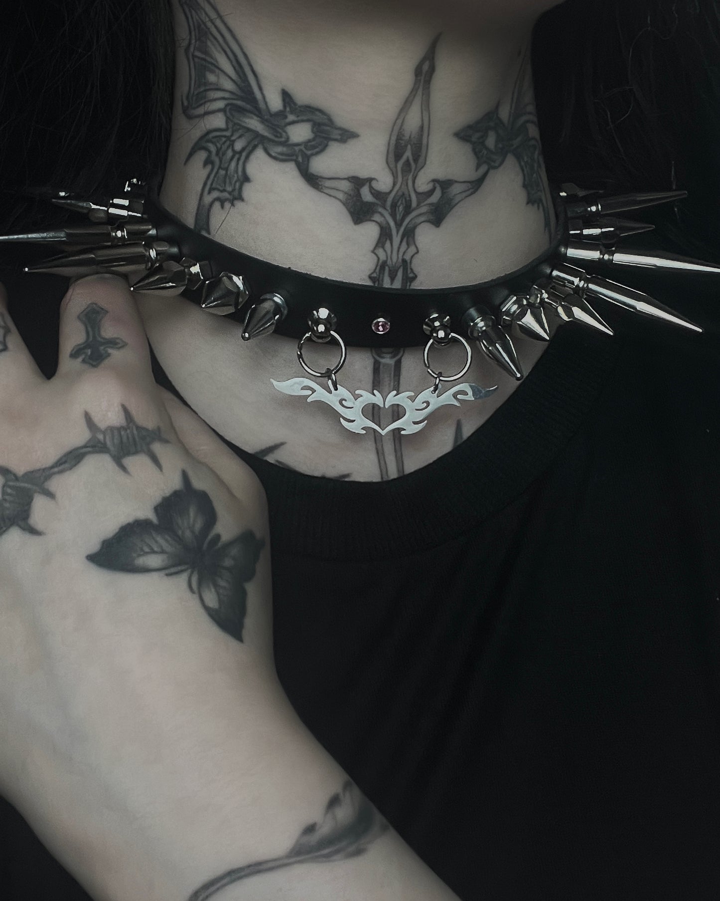 Tribal Heart Spike Choker