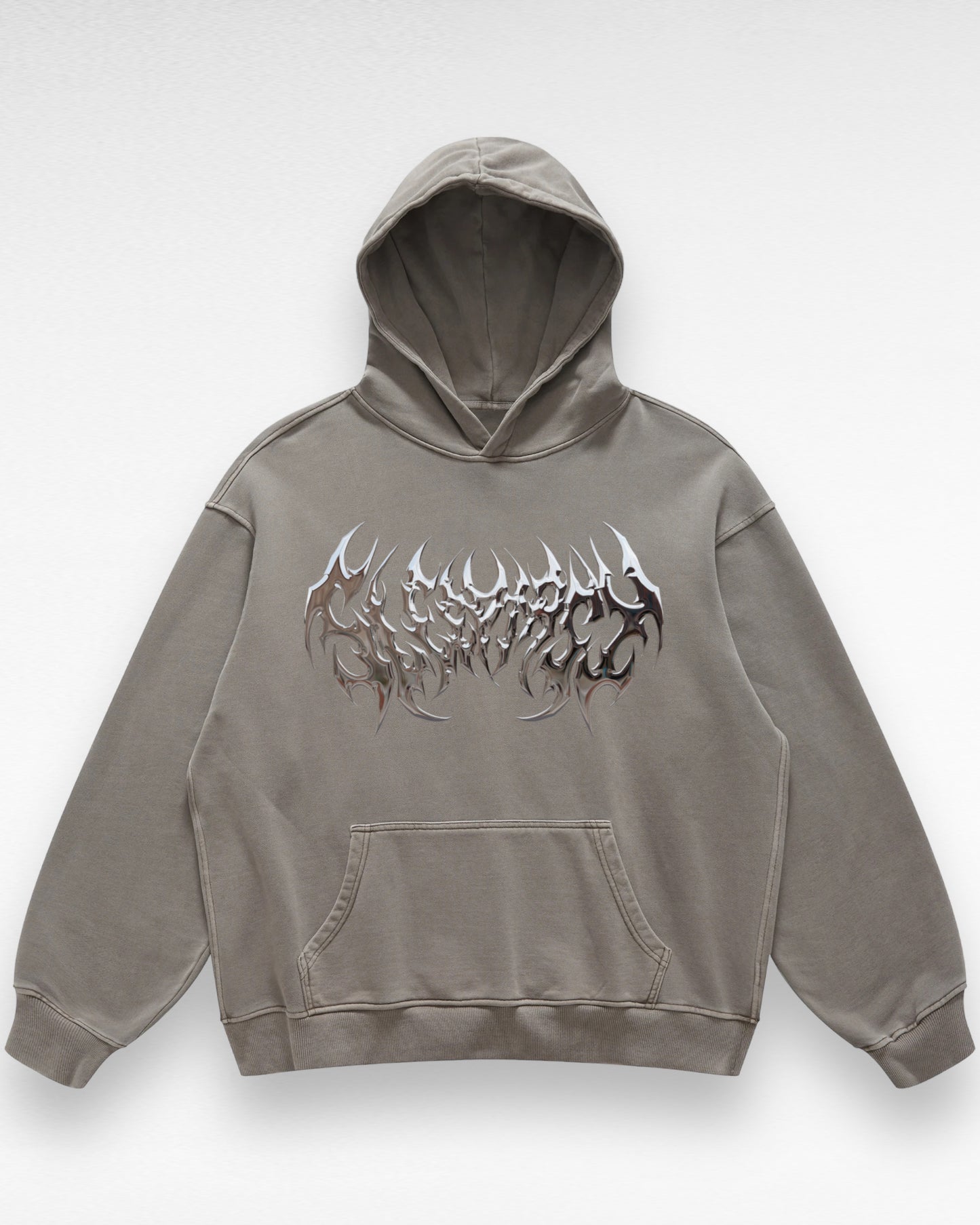 Unisex Heavyweight Oversized Dark Metallic Logo Hoodie