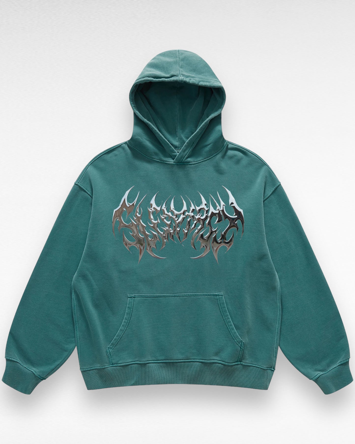 Unisex Heavyweight Oversized Dark Metallic Logo Hoodie