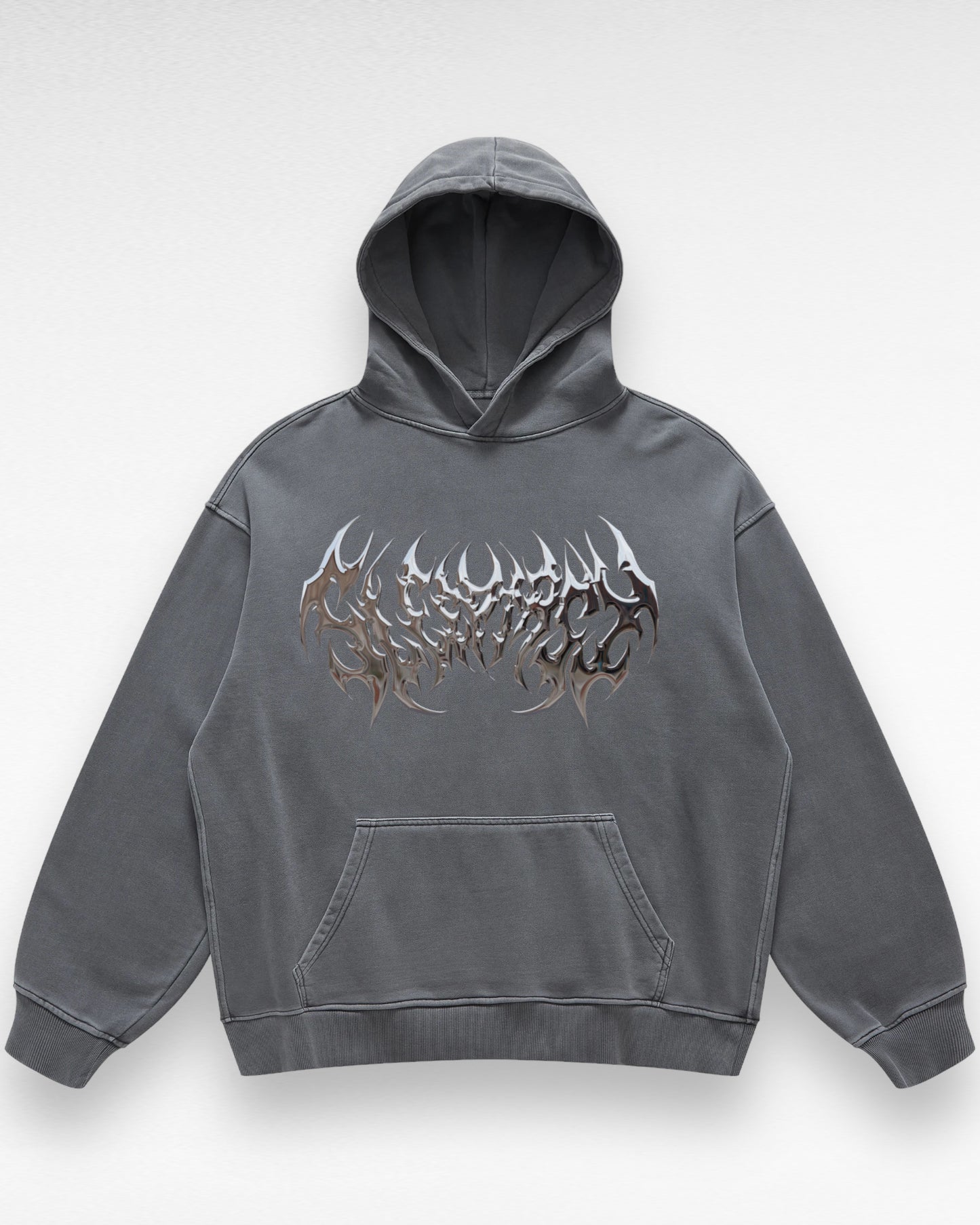 Unisex Heavyweight Oversized Dark Metallic Logo Hoodie