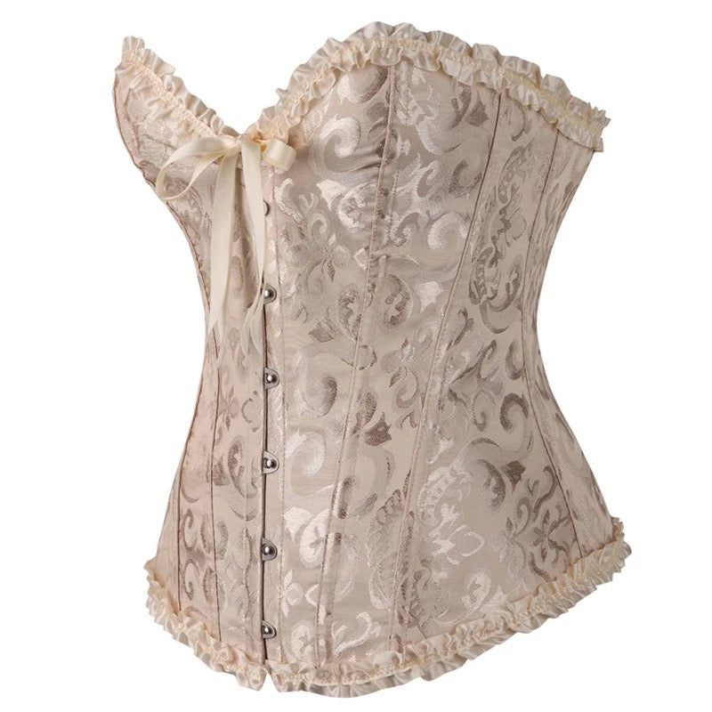 Beige Overbust Bow Corset