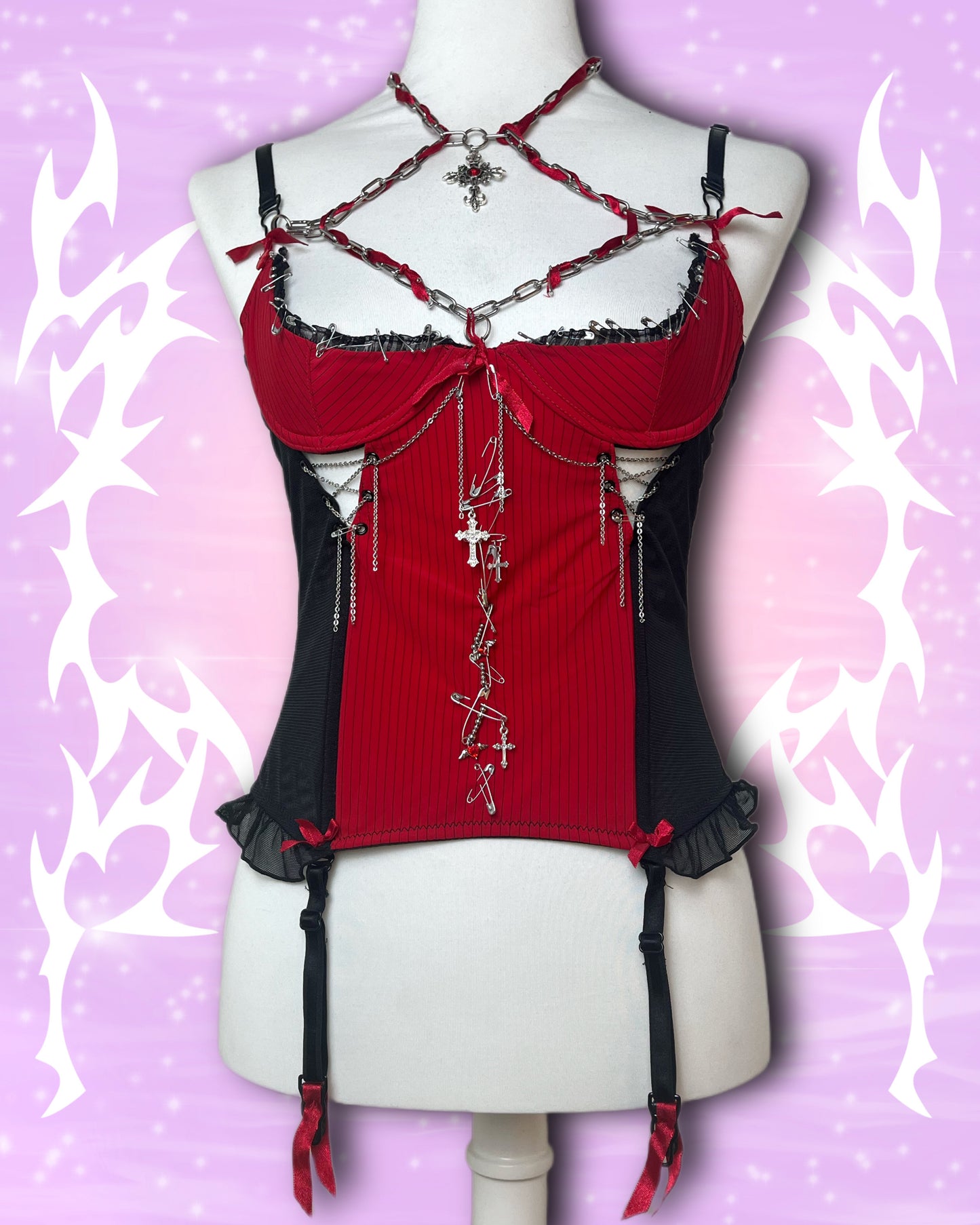 Red Upcycled Lingerie Top