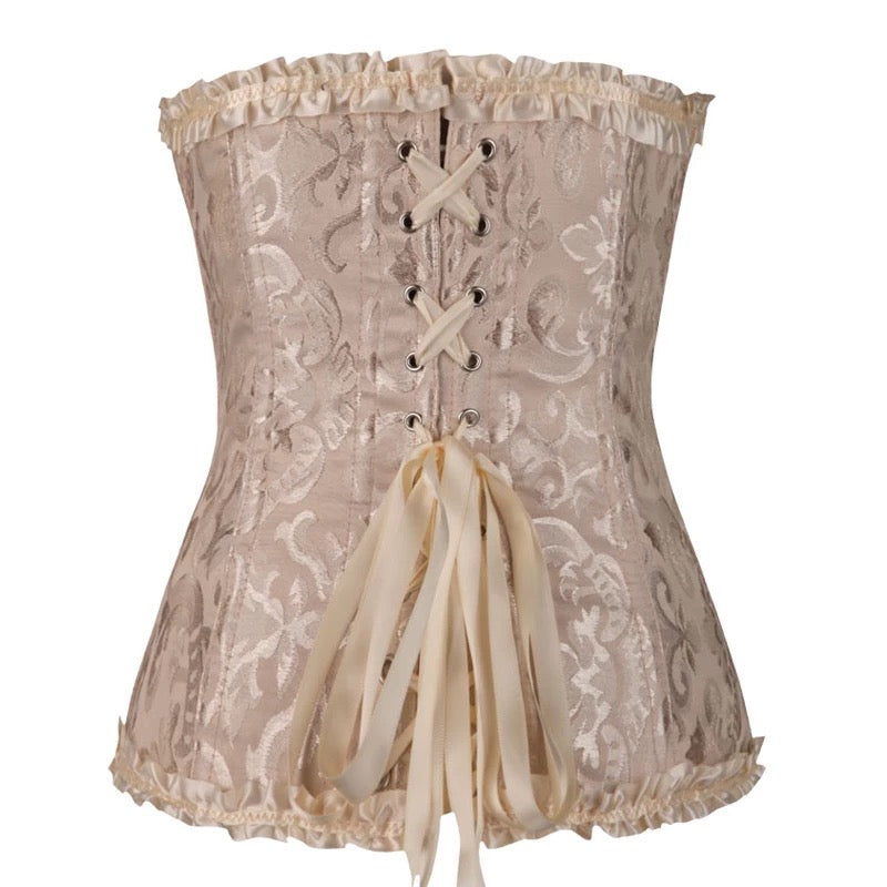 Beige Overbust Bow Corset