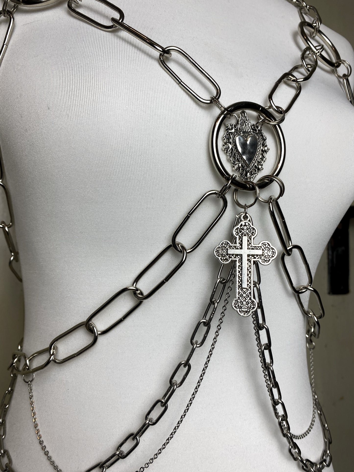 Handmade Heart & Cross Chain Body Harness