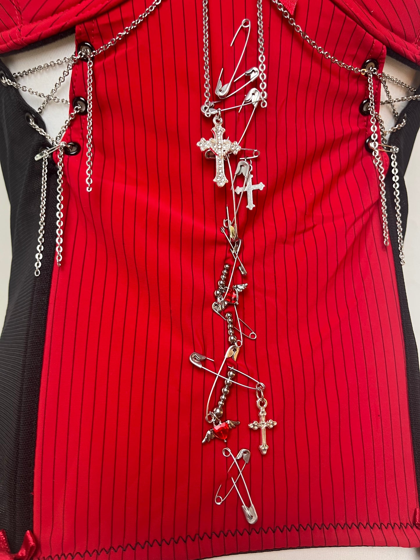 Red Upcycled Lingerie Top