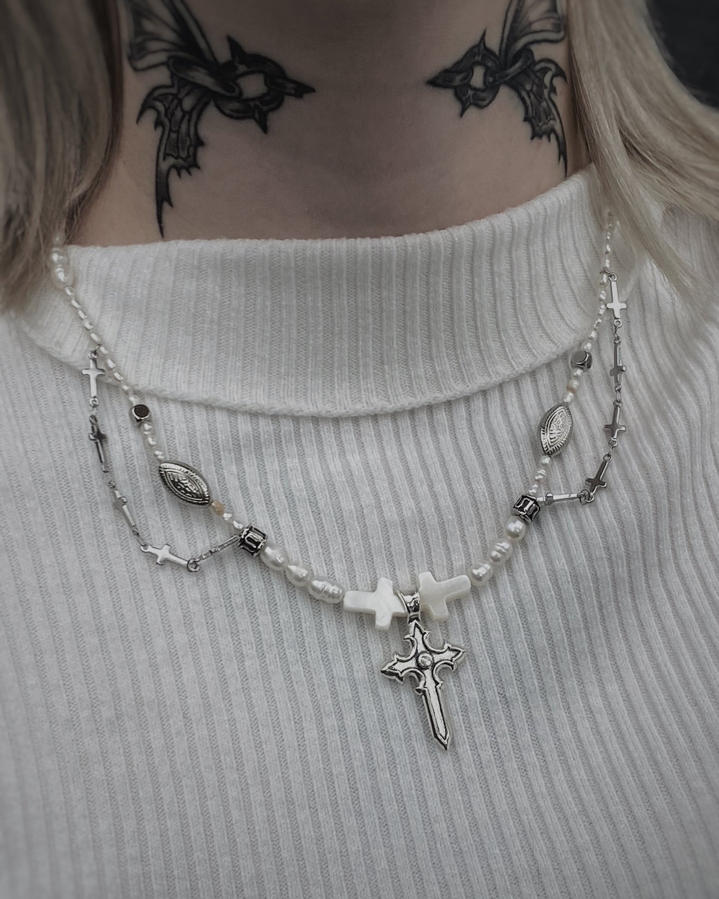 Cross Pearl Necklace