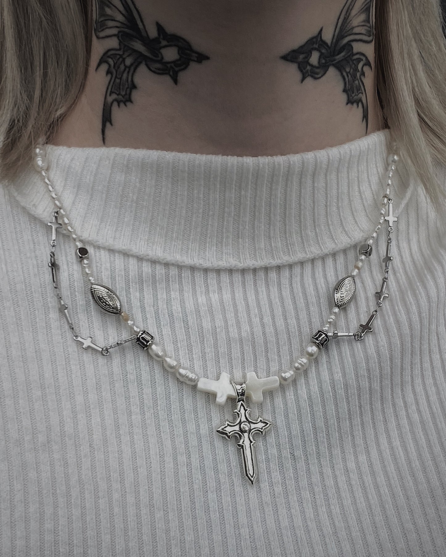 Cross Pearl Necklace