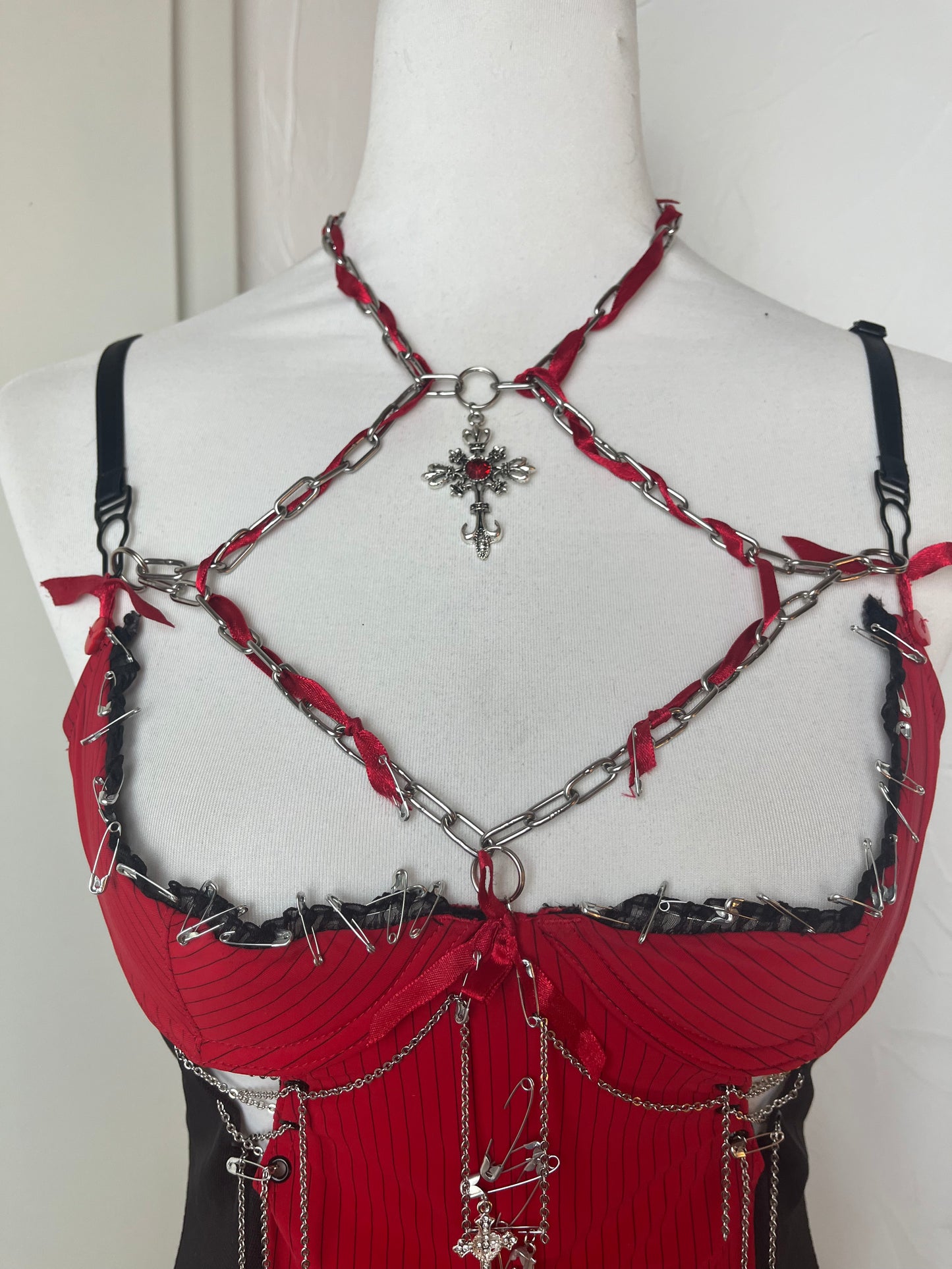 Red Upcycled Lingerie Top