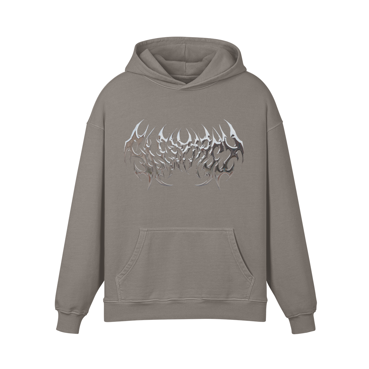 Unisex Heavyweight Oversized Dark Metallic Logo Hoodie