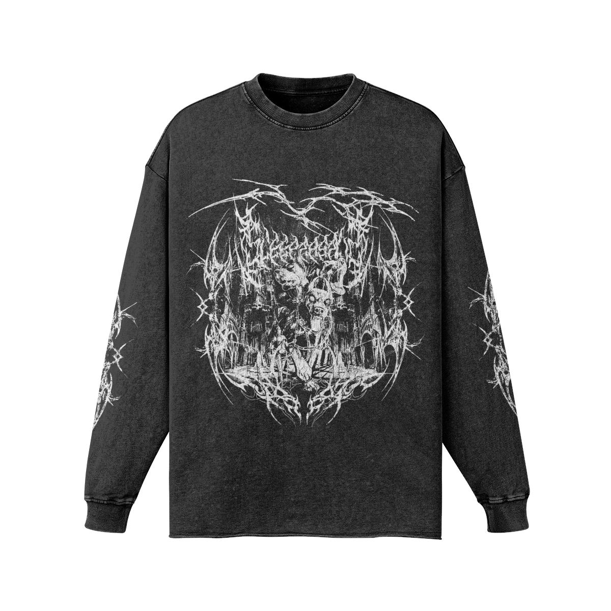 Unisex Raw Hem Faded Cerberus Longsleeve