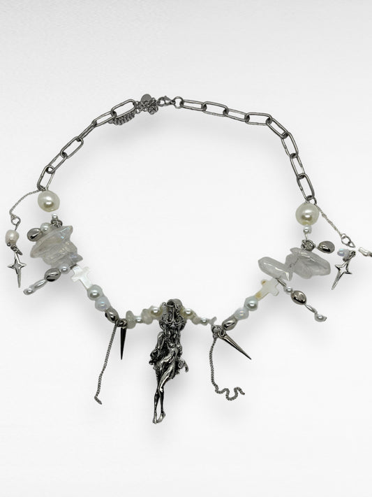 Handmade Chain Pearl Demon Necklace