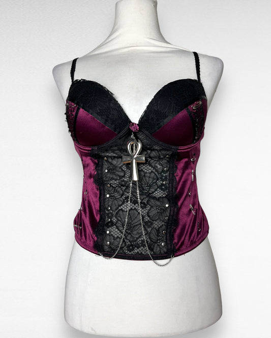 Upcycled Lingerie Ankh Top