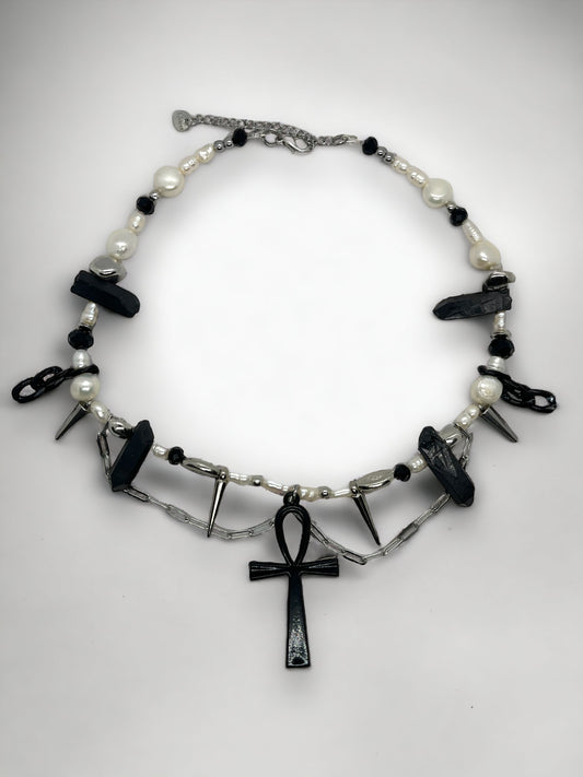Goth Black Crystal Necklace