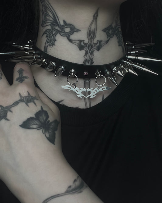 Tribal Heart Spike Choker