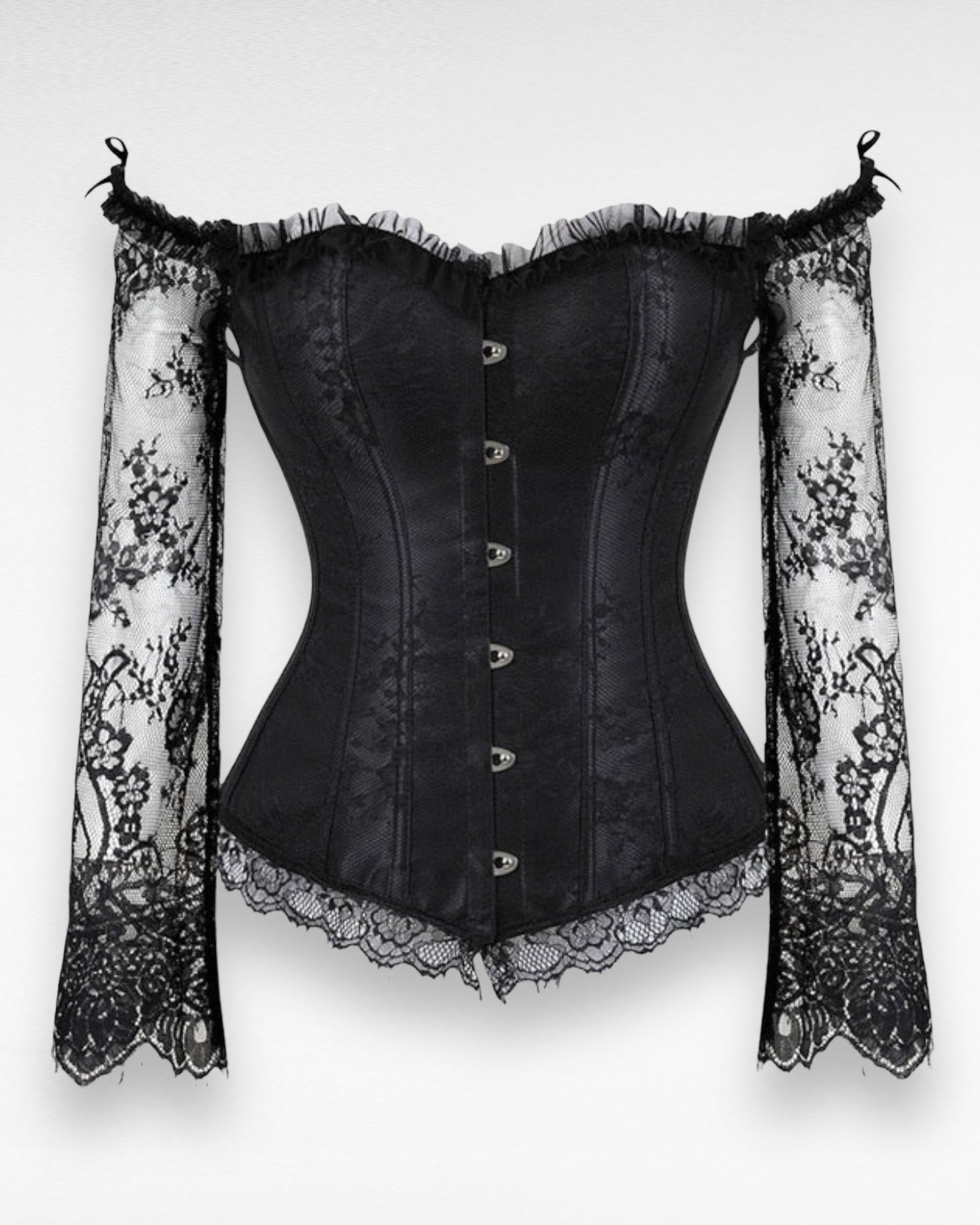 Renaissance Floral Lace Corset with Sleeves [3 Colors]