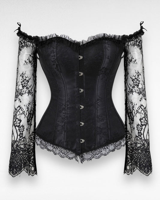 Renaissance Floral Lace Corset with Sleeves [3 Colors]