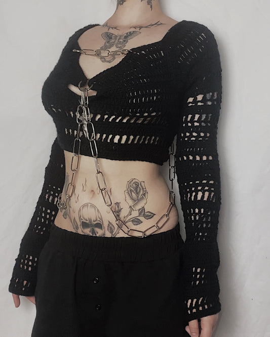 Crochet Longsleeve Top with Chains