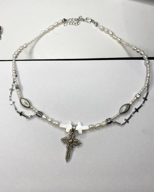 Cross Pearl Necklace