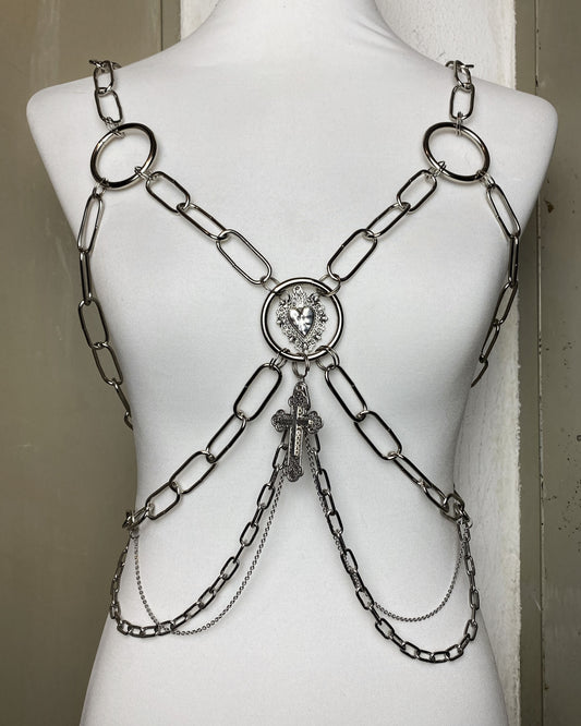 Handmade Heart & Cross Chain Body Harness
