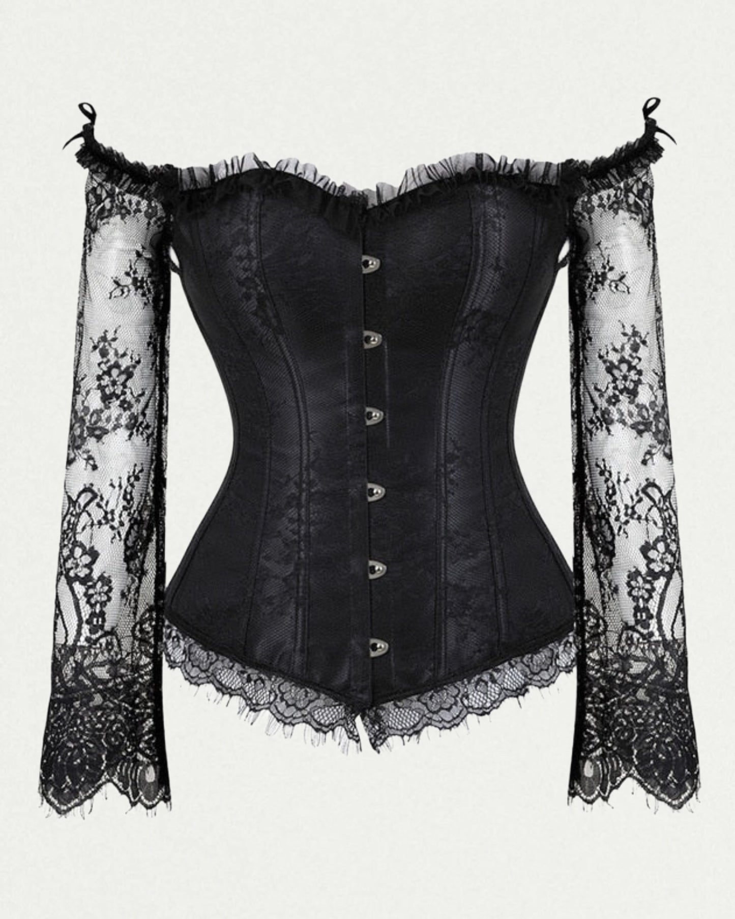 Renaissance Floral Lace Corset with Sleeves [3 Colors]
